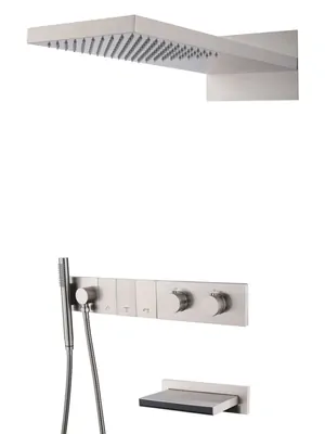 Душевая система Boheme 133-2-NB встраиваемая, термостат, излив, верхний/ручн душ, никель браш