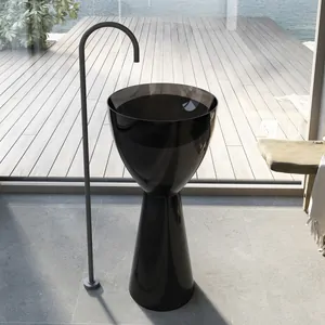 Раковина напольная ABBER 450x450x900 отдельностоящая, черная AT2703Onyx