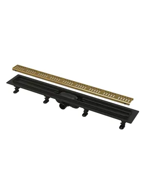 Душевой лоток Alcaplast APZ10BLACK-850BRASS SIMPLE L=850мм H=62мм пластик черный/решетка латунь