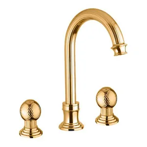 Смеситель CEZARES -BLS2-A-03/24-M для раковины, 3 отверстия, донный клапан, золото/ручки металл