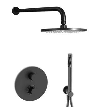 Душевая система Paffoni KITLIQ018NO встраиваемый термостат, верхний и ручной душ, черный матовый