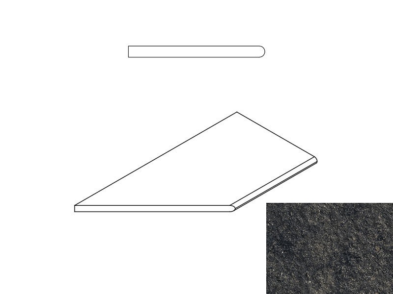 Room X2 Border Black Round Left 60X30 антислип фактурная структурированная