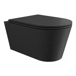 Унитаз подвесной Alice 550х350х420 покрытие Aliglaze+, безободковый, черный мат. 31170108+FIX10