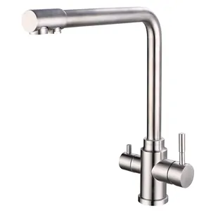 Смеситель для кухни ESKO однозахватный, с каналом для подкл. питьевой воды, цвет: матовый никель