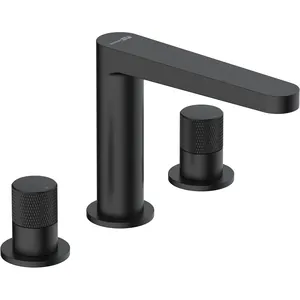 Смеситель WasserKRAFT 5235 для умывальника, двухзахватный, черный Soft-touch