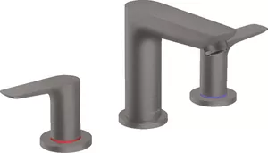 Смеситель Hansgrohe 71733340 для раковины на 3 отверстия, донный клапан, шлиф черн хром