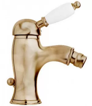 Смеситель CEZARES BSM1-02-Bi для биде, однорычажный, донный клапан, бронза/ручка белая