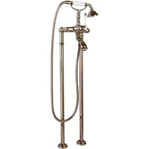 Смеситель CEZARES -VDP-02-Bi для ванны, напольный, ручной душ, бронза/ручка белая