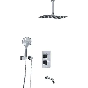 Душевая система WasserKRAFT встраиваемая, термостат, верхний/ручной душ, излив, хром A171568 Thermo