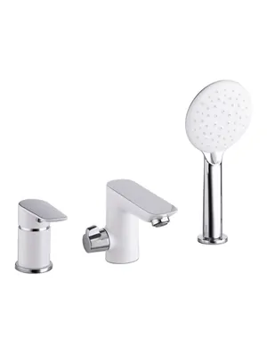 Смеситель IDDIS на борт ванны CLOSB30i07 трехсекционный с переключателем, белый/хром