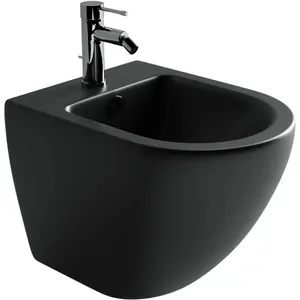 Биде подвесное Ceramicanova 300х370х490 перелив, отв. под смес., крепеж, черный CN4003MB