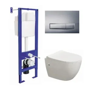 BERGES комплект инсталляция ATOM Line 410 клавиша хром глянец, унитаз OKUS, 3 в 1 042447