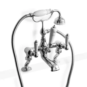 Смеситель на борт ванны Devon&Devon MARF40MCR с лейкой и шлангом, цвет: хром/белый