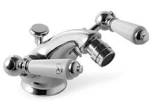 Смеситель для биде Devon&Devon MARF55CR двухзахватный, ручки белая керамика/хром