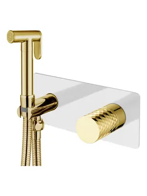 Смеситель Boheme 127-WG встраиваемый, с гиг душем, однозахв, ручка:diamond, белый+золото