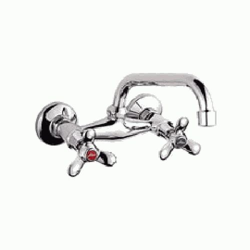 Смеситель Ledeme Н12 настенный, для кухни, поворотный излив, двухзахватный, хром L4712