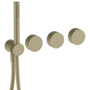 Смеситель для ванны Fantini встраиваемый, душ.гарнитур, внеш.часть Matt British Gold 27P6A817B
