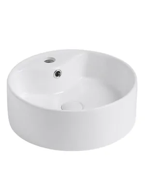 Раковина накладная ABBER d410 1 отв. под смеситель и перелив, белый AC2104