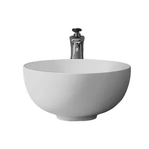 Раковина накладная ABBER Stein d400 без отв. под смеситель и перелив,белый мат AS2617