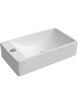 Раковина накладная Aqueduto 380х220х100, прямоугольная, мини левая, белая глянцевая PEQL021