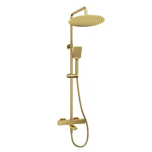Душевая система WasserKRAFT A199.262.201.BG Thermo со смесителем настенным для ванны, матов. золото