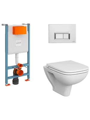 Комплект: Инсталляция Vitra клавиша хром + унитаз VitrA + сиденье микролифт 9004B003-7207