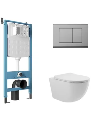 Инсталляция Aqueduto TECNICA N + унитаз с сиденьем + клавиша смыва QUADRADO AQDS108