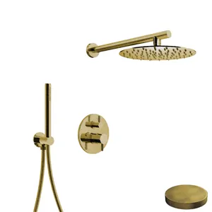 Душевая система Giulini My Future встраиваемый смеситель, верхний и ручной душ, браш.золото F5967OSP