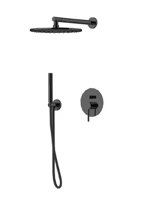 Душевая система GATTONI 9190/PDNO встраиваемая, верхний и ручной душ, чёрная мат