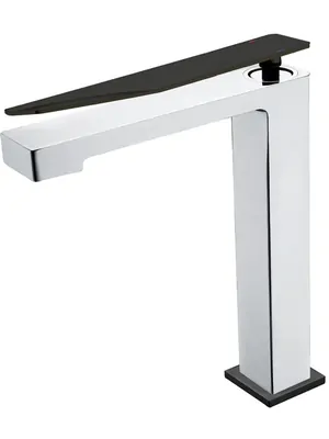 Смеситель Boheme 142-CRB.2 для раковины, на 1 отверстие, однозахватный, хром+черный