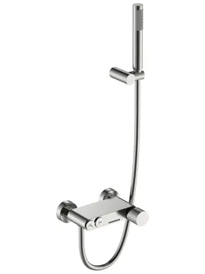 Смеситель Boheme 123-NB.2 для ванны/душа, настенный, с изливом, с ручным душем, никель браш