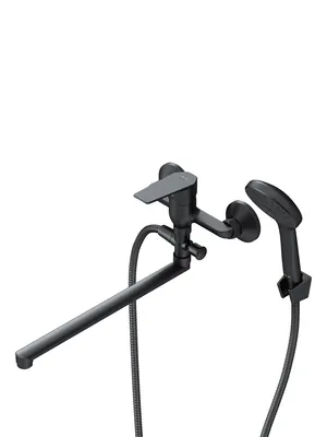 Смеситель AM.PM для ванны/душа, настенный, длинный излив, с душевым набором, черный F90A90122