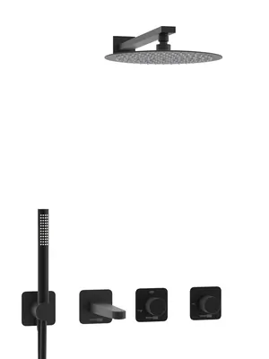 Душевая система WasserKRAFT A5251.300.301.219.258.302.242.217 с изливом, черный Soft-touch