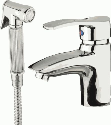 Смеситель Ledeme Н64 с гигиеническим душем, нажимное переключение душа, хром L1264