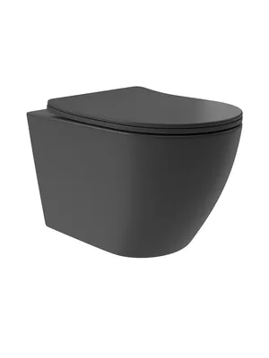Унитаз подвесной Aqueduto 520х365х350, безобод., сиденье с микролифтом, черн. мат. OVOT0240