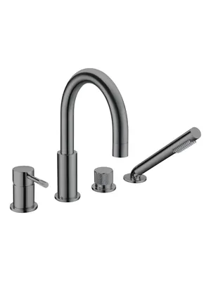 Смеситель Boheme 460-SGM на борт ванны, с душевым гарнитуром, однозахватный, графит глянц