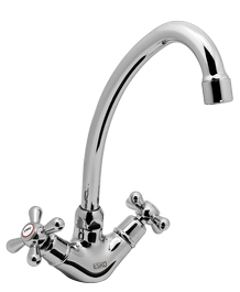 Смеситель для кухни ESKO VN 06-2 двухзахватный, на 1 отв., R-образный излив, хром