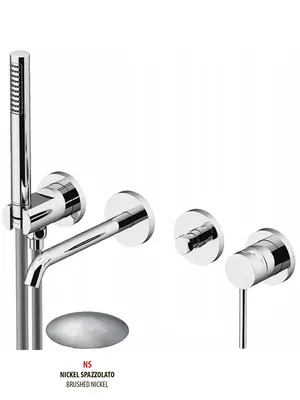 Смеситель GATTONI 9105/91NS для ванны/душа, встраиваемый,с душевым гарнитуром,никель браш