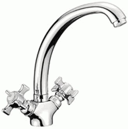 Смеситель Ledeme Н11 для кухни, поворотный излив, двухзахватный, хром L4211