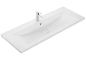 Раковина Aquaton М 120 (1202х452х152 мм) перелив, литой мрамор, цвет: белый 1A73283KAG010