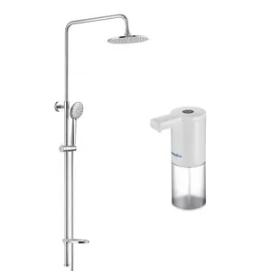 Душевой гарнитур Swedbe 5074 верхний душ 220мм, ручной душ 105мм, верхнее подключение + Сенсорный дозатор для мыла 0102