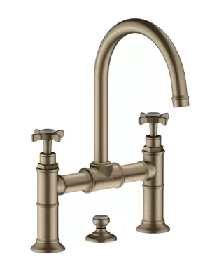 Смеситель Axor 16510820 для умывал-ка двухзахватный "мостик", донный клапан, шлиф никель