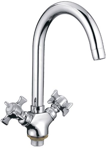 Смеситель Ledeme Н11 для кухни, поворотный излив, двухзахватный, хром L4311-2