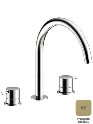 Смеситель для раковины Almar двухзахватный, на 3 отверстия, высота 261мм, без д/к, цвет латунь браш. E214004.HB