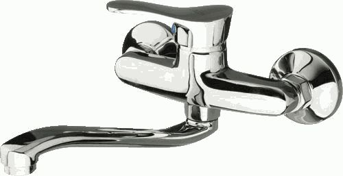 Смеситель Ledeme Н14-В настенный, для кухни, поворотный излив, однозахватный, хром L4614-B