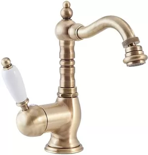 Смеситель CEZARES BSM2-02-Bi для биде, донный клапан, бронза/ручка белая