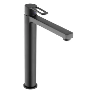 Смеситель для раковины Paffoni RIN081NO однозахватный, высокий излив 253мм, черный матовый