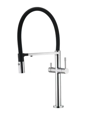 Смеситель Boheme 115-CR для кухни, однозахватный, c краном для п/воды, гибкий излив, хром