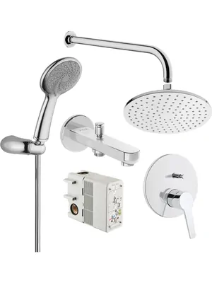 Душевая система Vitra встраиваемая, однозахв смеситель, верхний/ручной душ, хром A49287EXP