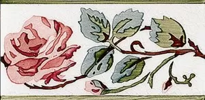 Modernista Cenefa Rosas Pb Carmin C/C B  15X7.5 глянцевая